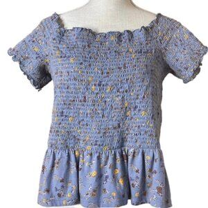 AMERICAN EAGLE Smocked Off the Shoulder Floral Peplum Top - Size XL